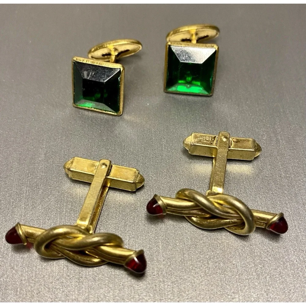 VTG Gold Tone & Silver Tone Cufflinks Tie Clips Tack Pin Lot Men's Accessory